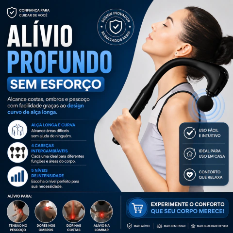 Pistola Massageadora Curva E Alça Longa